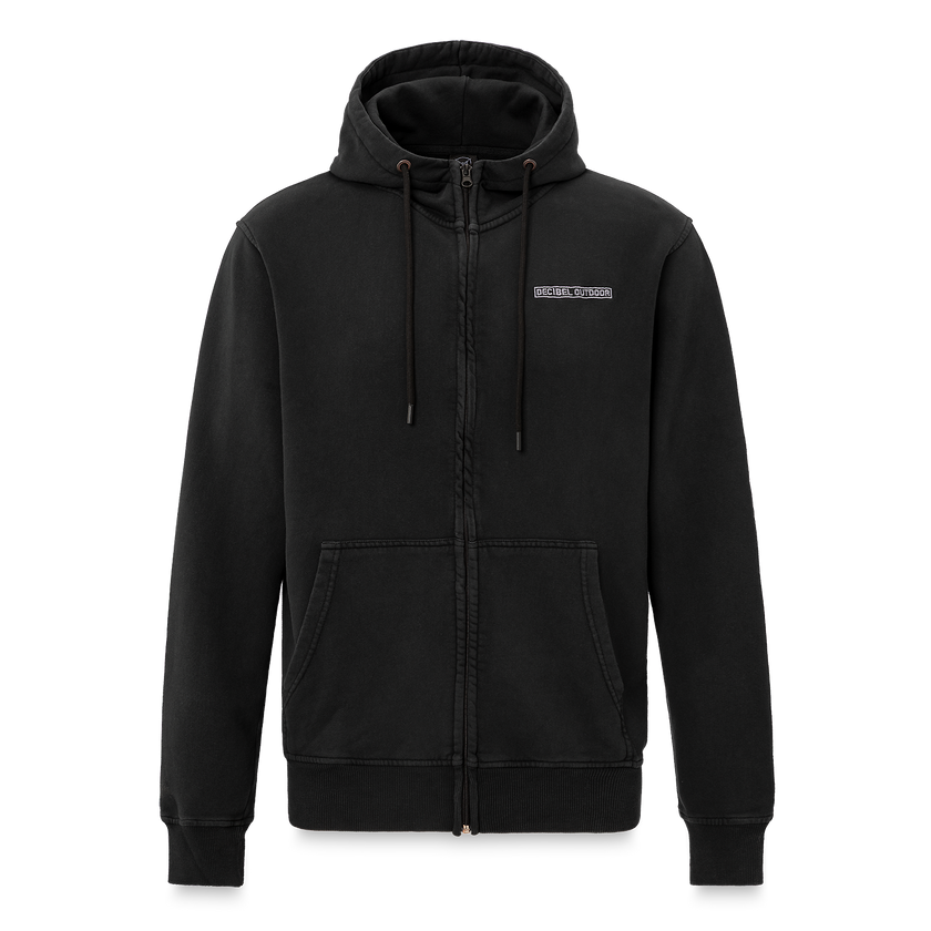 21. Hooded Zip Grey Acid wash